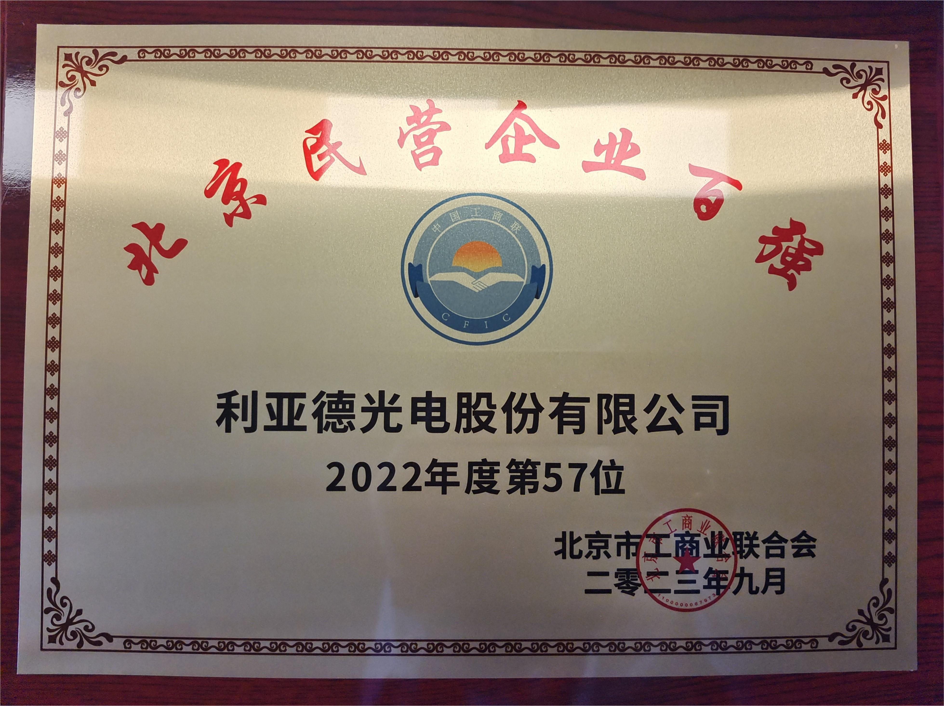 2022北京民营企业百强